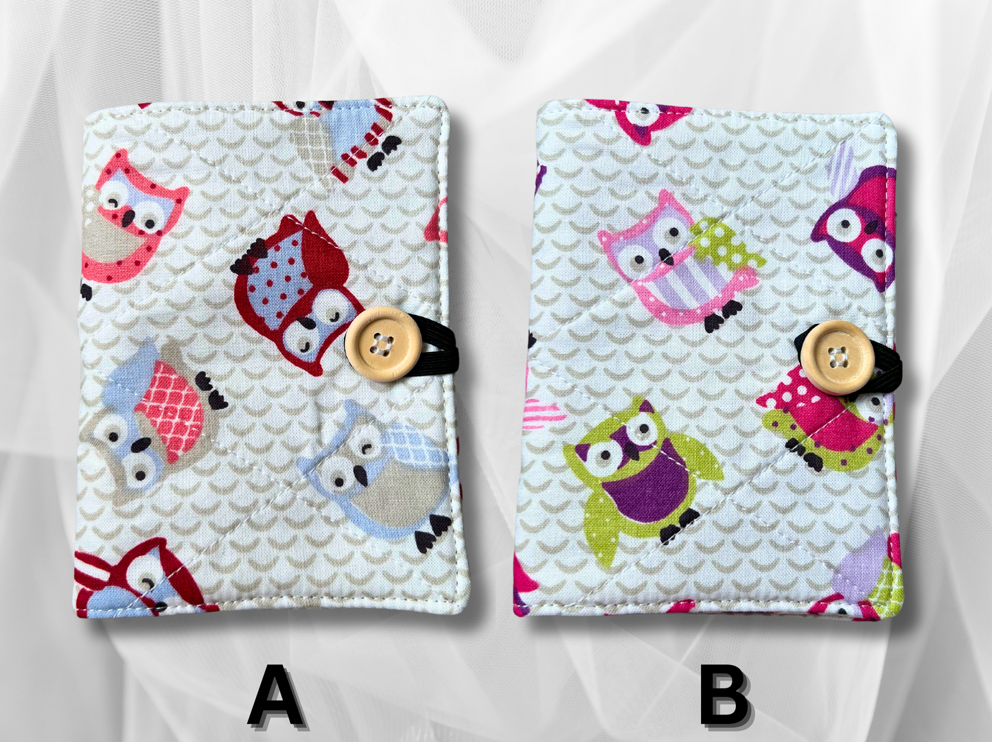 Passport cover, passport holder, passport wallet, Owls